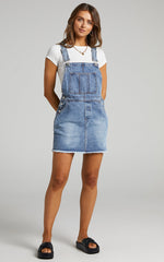 Syden Mini Dress - Overall Denim Dress in Sunday Blue