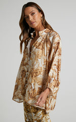 Amalie The Label - Nelle Puff sleeve High Neck Shirt in Frieja Print