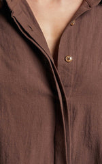 Anka Playsuit - Relaxed Button Front Shirt Playsuit in Chocolate