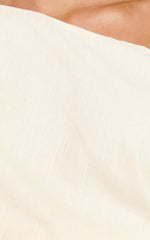 Collins Linen Blend Top - Draped Asymmetrical Neckline Top in Stone