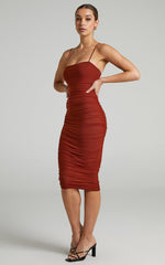 Coming For You Midi Dress - Mesh Dress in Chocolate Mesh