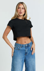 Danzel Top - Boxy Fit Cap Sleeve Crop Top in Black