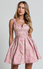 Hayley Mini Dress - Sweetheart Fit and Flare Dress in Pink