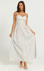 Jessica Midi Dress - Sweetheart Neck Fit & Flare Midi Dress in Vintage Floral