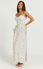 Jessica Midi Dress - Sweetheart Neck Fit & Flare Midi Dress in Vintage Floral