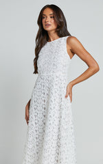 Kalani Midi Dress - High Neck Cut Out Dress in White