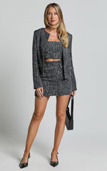 Olympia Jacket - Long Sleeve Boucle Jacket in Black
