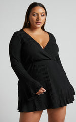 The Next Step Mini Dress - Long Sleeve Dress in Black