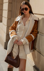 Kelsey Mini Dress - Button Through Long Sleeve Knit Dress in Cream