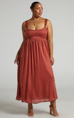 Amalie The Label - Kai Double Tie Back Midi Dress in Burnt Rose