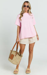 Bertina Two Piece Top and Shorts Set - Extra Spicy T-Shirt Set in Pink