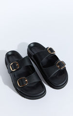 Billini - Cosmo Slides with Hardware Buckle in Black