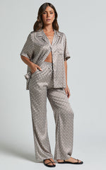 Rosetti Top - Relaxed Short Sleeve Button Through Blouse in Tessara Geometric Print