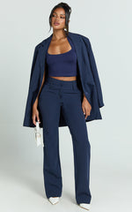 Dexter Top - Jersey Halter Crop Top in Navy