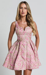 Hayley Mini Dress - Sweetheart Fit and Flare Dress in Pink