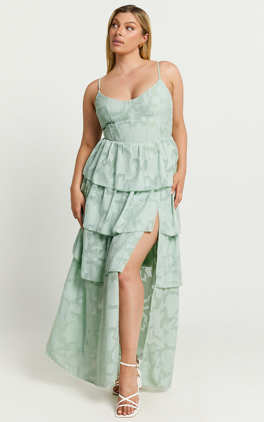 janezkie maxi dress femme formal dress in light blue Showpo Janezkie Midaxi Dress Femme Tiered Formal Dress in Light Blue