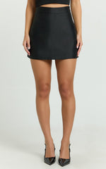 Janice Mini Skirt - High Waisted A-line Skirt in Black