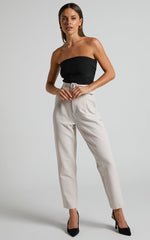 Milica Trousers - Belted High Waisted Trousers in Beige