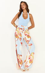 Rachel Top - Halter Fitted Top in Blue