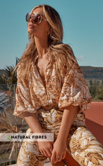 Amalie The Label - Nelle Puff sleeve High Neck Shirt in Frieja Print